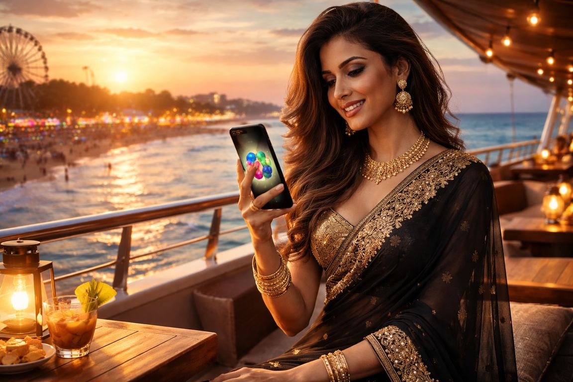 Lottery player in Chennai using mobile app to buy tickets in bustling city